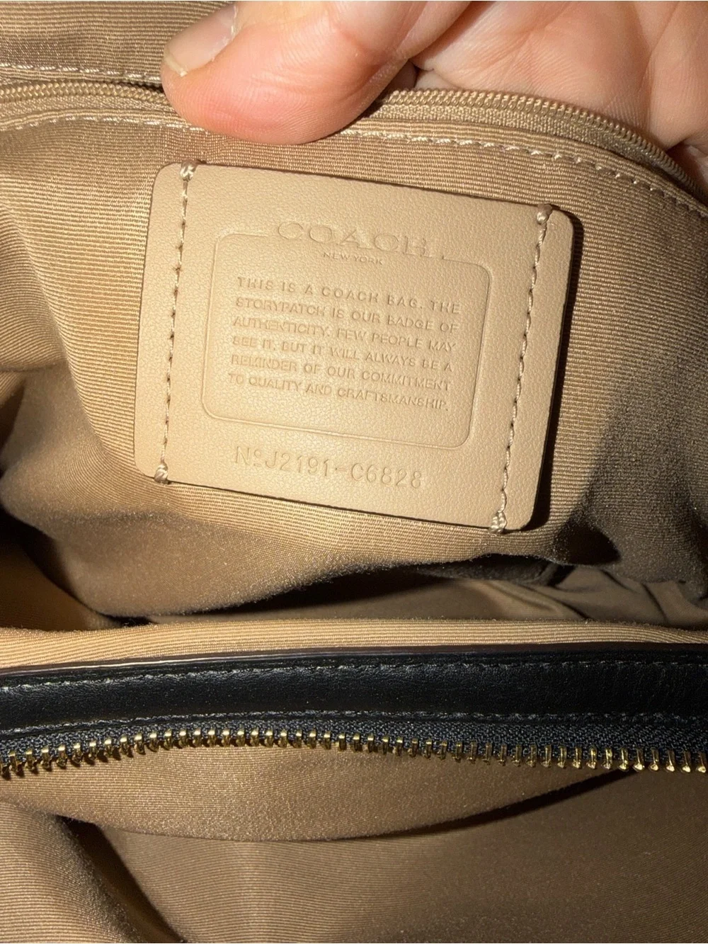 Coach Kristy Two-Tone Cream and Black Leather Shoulder Bag
